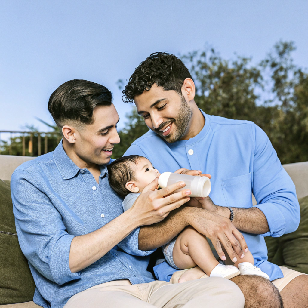 ABOGADAS DE SALUD® Padres informándose sobre la cobertura de leche maternizada y medicamentosas garantizada por obras sociales según el Plan Materno Infantil en Argentina.